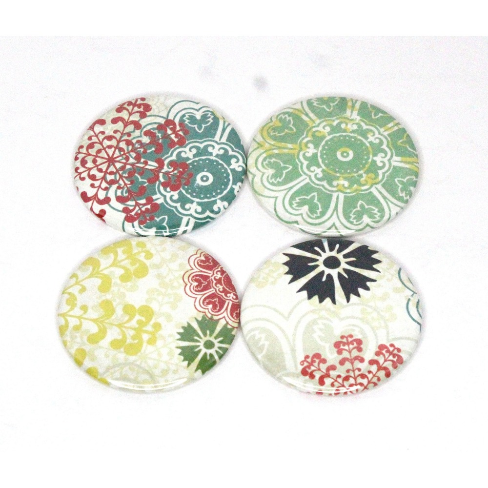 Set of 4 Refrigerator Locker Magnets 2.25" Handmade Bohemian - Color Flakes